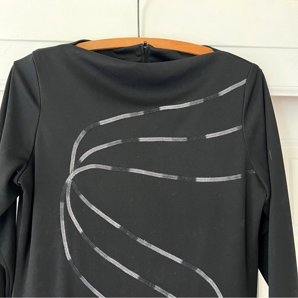 Vintage Ayres 70’s long sleeve maxi disco black dress size M‎